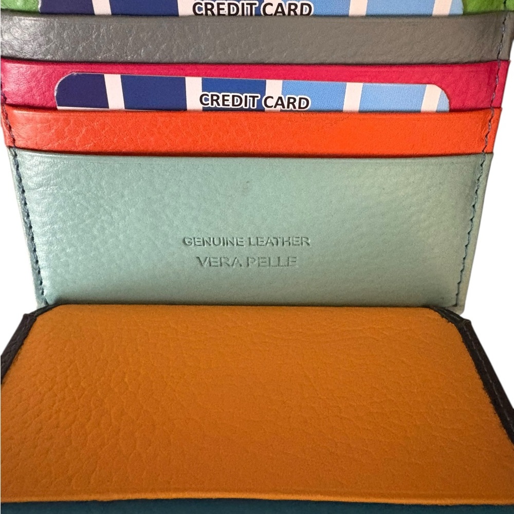 Vera Pelle Italian leather Multicolor Leather Card Holder NIB purchased in Italy - Picture 3 of 11